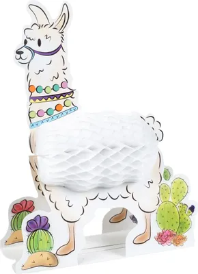 Image de Décoration de table en papier Lama Présentoir Lama blanc 28 cm - taille unique
