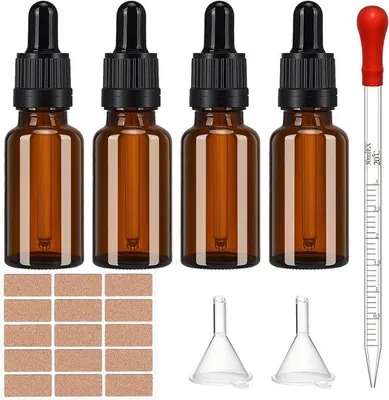 Productafbeelding van 4 stuks Pipetfles, glazen fles met pipet, 10 ml bruine glazen fles