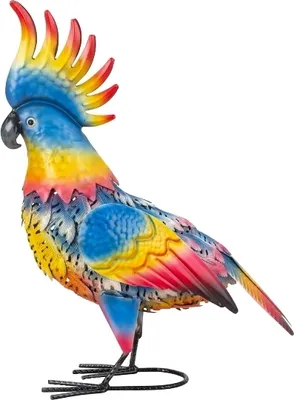 Produktbild von Bunter Metall Kakadu 38cm bunte Vogelfigur Gartenfigur Dekoration