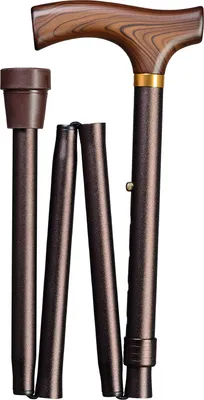 Produktbild von Gastrock Gehstock, klappbar – Bronze – Fritz-Griff – Verstellbar von 85 bis 95 cm – Hartholzgriff – 18 mm – Aluminiumschaft – Gehstock Senioren