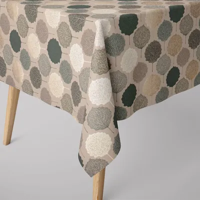 Produktbild von SCHÖNER LEBEN. Tischdecke Blätter Blattskelett natur grün goldmetall Größe 130x130cm