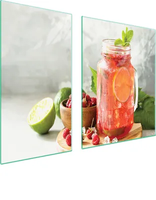 Produktbild von Herdabdeckplatten 2 teilig 90x52 Glaskeramikkochfeld Abdeckung Glas Schneidebrett Getränk Obst
