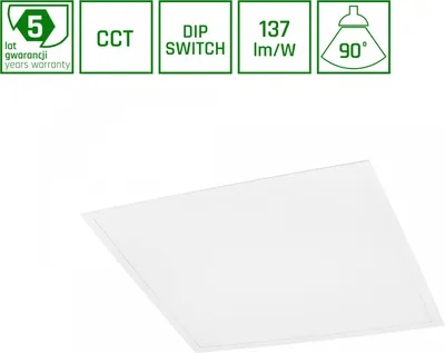 Immagine prodotto di Pannello LED Spectrum Algine 26W/36W/46W angolare 60x60cm DIP-Switch 6300lm UGR<19 bianco 90° IP20 3000-6000K CCT