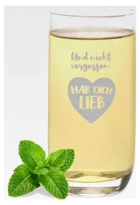 Produktbild von Longdrinkglas mit Gravur, Und nicht vergessen, Hab dich lieb