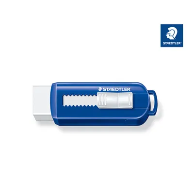 Obrázek produktu pro STAEDTLER 525 PS Guma - s posuvným pouzdrem - 26 x 22 x 86 mm - bílá/modrá