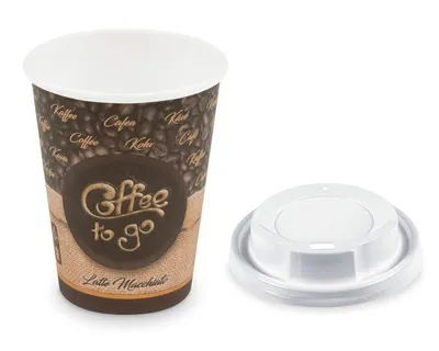 Produktbild von 100x Kaffeebecher L 'Latte Macchiato To Go' mit Trinkdeckel 350 ml 420 ml