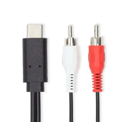 Obrázek produktu pro USB-C™ adaptér | USB 3.2 Gen 1 | USB-C™ samec | 2x RCA samec | 1,00 m | Kulatý | Niklovaný | PVC | Černá | Označení