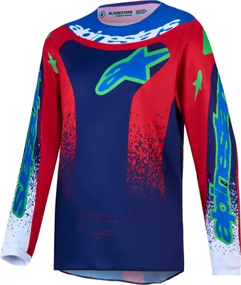 Zdjęcie produktu dla Koszulka motocrossowa Alpinestars Fluid Drag, młodzieżowa, niebieska/czerwona/biała, rozmiar 2XL