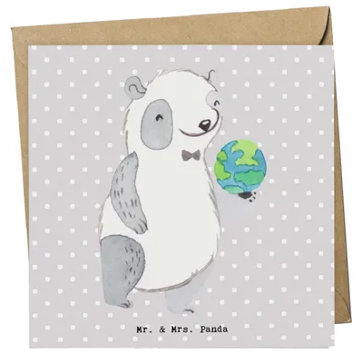 Produktbild von Mr. & Mrs. Panda Grußkarte Ozeanograf Herz - Grau Pastell - Geschenk, Meeresbiologe, faltkarte, Klappkarte, Naturwissenschaftler, Glückwunschkarte, Meeresforscher
