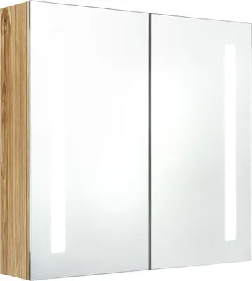 Obrázok produktu pre vidaXL LED kúpeľňová zrkadlová skrinka Dubová optika 62x14x60 cm