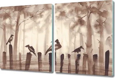 Produktbild von Glas Schneidebrett Herdabdeckplatten Schneideplatten - 2x 40x52 cm - Aquarell Wiese