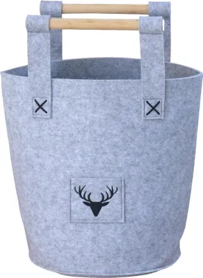 Produktbild von TrendLine Holzkorb Filz Ø 28 x 35 cm grau