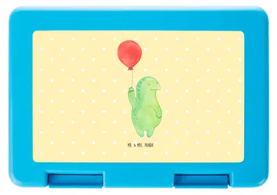 Produktbild von Mr. & Mrs. Panda Lunchbox Schildkröte Luftballon - Gelb Pastell - Geschenk, Vorratsbehälter, Snackbox, Motivationsspruch, Bentobox, Bento Box, Ballon, Kinderbrotdose