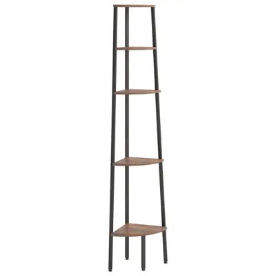 Produktbild von vidaXL Eckregal mit 5 Böden Dunkelbraun und Schwarz 45,5x31,5x180 cm