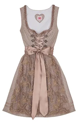 Produktbild von Spieth & Wensky Baldwin 2-teiliges Midi-Dirndl Kleid Dirndl Trachtenkleid kurz Rocklänge 55cm, Farbe:Taupe, Größe:42/XL