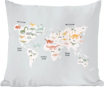 Produktbild von MuchoWow® Zierkissen Sofakissen Wohnzimmer Dekokissen 60x60 cm Karte - Kind - Dino - Sitzfläche - Foto Polster