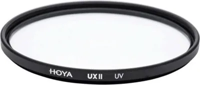 A close-up studio shot of a camera lens filter.