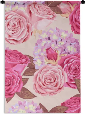 Produktbild von MuchoWow® Wandteppich Wandbehang Rosen - Natur - Blumen 120x180 cm Tapisserie Dekoration Wandtuch - Schlafzimmer - Dekorationen für das Haus