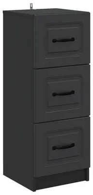 Image de vidaXL Commode noire 33 x 34,5 x 87 cm en aggloméré