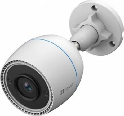 A white EZVIZ security camera is shown against a white background.