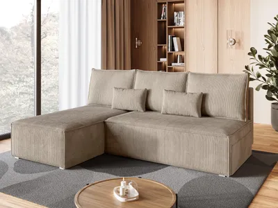 Produktbild von BroMARKT Ecksofa TOP SLIM Schlaffunktion Bettkasten L-Form 120x200 cm Beige