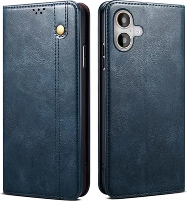 Produktbild von Hülle für iPhone 17 Leder Brieftasche Schutzhülle mit Standfunktion Blau