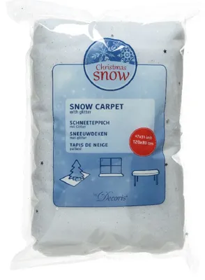 Zdjęcie produktu dla Dywan śnieżny poliester brokat dł.120cm szer.80cm wys.1cm biały/srebrny