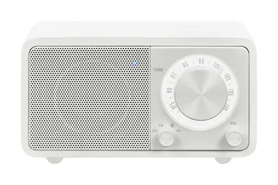 Produktbild von Sangean Genuine mini WR-7 weiß matt tragbares Retro-Tischradio mit Bluetooth