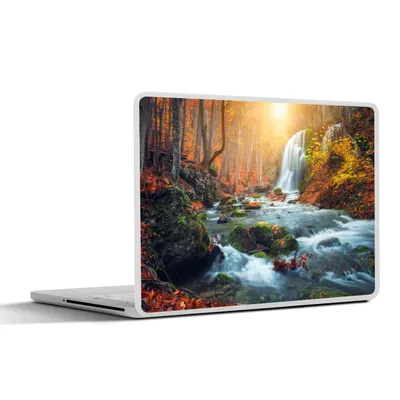 Produktbild von MuchoWow® Laptop Aufkleber Sticker Cover Wasserfall - Sonne - Herbst 30x22 cm - Laptop-Sticker