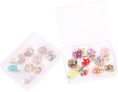 Produktbild von Famanu Glaskugeln Set - Schmuckteile für DIY Schmuck - 20 Stück - Mehrere Farben