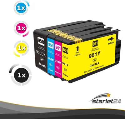Produktbild von D&C Tintenpatronen ersetzt HP 950/951XL – 4er-Set (Schwarz, Cyan, Magenta, Gelb), Kompatibel mit Officejet Pro-Serie