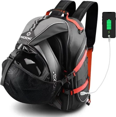 Image de CarryQuest® - Sac à dos pour moto - étanche, 35 litres, avec port USB, couleur rouge