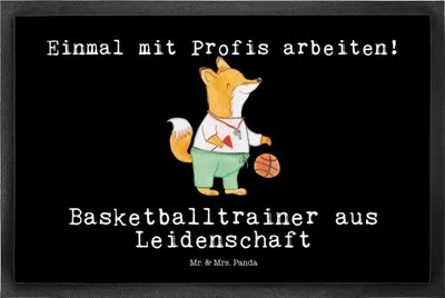 Produktbild von Mr. & Mrs. Panda Schmutzfangmatte Basketballtrainer Leidenschaft 40 x 60 cm - Schwarz - Geschenk, Basketball, fußmatte, Gummimatte, Ballsport, Sport, Verein, Türmatte