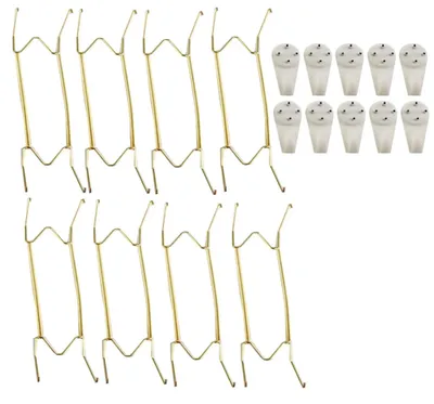Obrázek produktu pro Držák na talíře, nástěnný, 8 kusů, pro talíře do průměru 25,4 cm, s 10 háčky, měď
