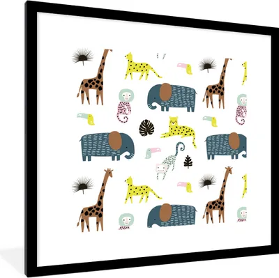 Produktbild von MuchoWow® MuchoWow® Gerahmtes Poster Dschungel - Tiere - Affe 40x40 cm - Poster mit zchwarzem Bilderrahmen - Poster - Plakat im Rahmen