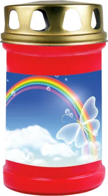 Immagine prodotto di Candela funebre rossa, tempo di combustione: 48 ore, motivo: arcobaleno 2
