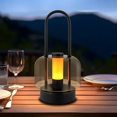 Image de ZMH Lampe de table Batterie LED Lampe de table portable Sans fil Lampe de chevet Dimmable Noir 1800K-6500K avec fonction mémoire Lampe tactile rechargeable USB-C Pour intérieur et extérieur