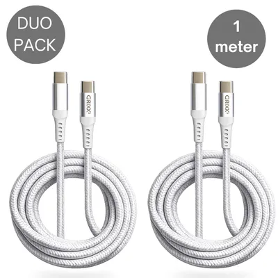Productafbeelding van Grixx oplaadkabel USB-C naar USB-C 1 m Power Delivery 60 W wit 2 stuks