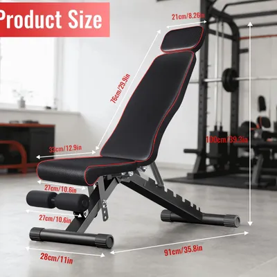 Produktbild von Verstellbare Hantelbank 300 kg - Trainingsbank für Krafttraining - 7-fach verstellbare Rückenlehne - 4-fach Sitz - In 3 s klappbar - Farbe B