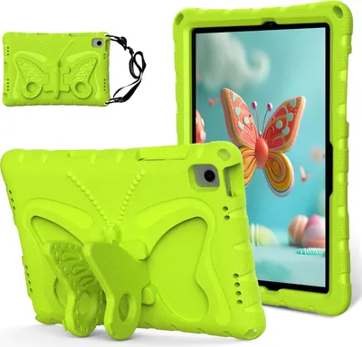 Produktbild von Kinder Hülle für Samsung Galaxy Tab A9+ / A9 Plus 11" Leicht Stoßfeste EVA Kindgerechtes Schutzhülle mit Schultergurt, Schmetterlings-Ständer hellgrün