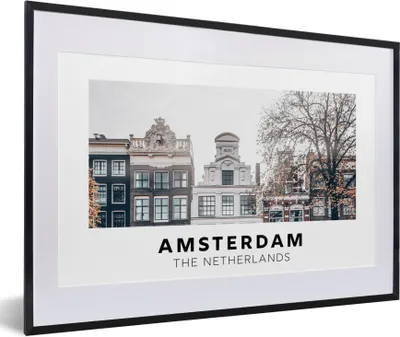 Produktbild von MuchoWow® Gerahmtes Poster Niederlande - Amsterdam - Haus 60x40 cm - Poster mit Schwarzem Bilderrahmen Wandposter Rahmen Foto Bilder - Schlafzimmer - Plakat in Rahmen - Drucken