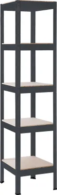 Produktbild von SCHULTE Regalwelt Schwerlastregal mit 5 Holzböden, 180x40x40 cm (HxBxT), Traglast pro Ebene ca. 90 Kg, schwarz-Struktur, Lagerregal, Kellerregal