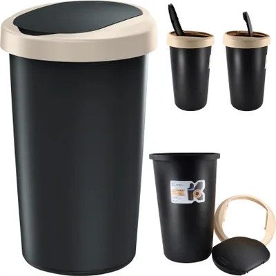 Zdjęcie produktu dla Kosz na śmieci COMPACTA R NRAB25 - jasny brąz/czarny, Prosperplast, NRAB25-WG5C_S411
