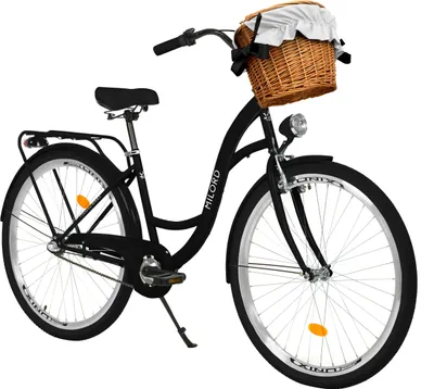 Produktbild von Milord Komfort Fahrrad Mit Weidenkorb Damenfahrrad, 28 Zoll, Schwarz, 3 Gang Shimano