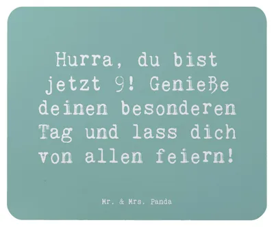 Produktbild von Mr. & Mrs. Panda Mauspad Spruch 9. Geburtstag Freude - Meeresbrise - Geschenk, Mousepad, Feier, Happy Birthday, mousematte, 9 Jahre, Glückwunsch, laptop, pc mausunterlage