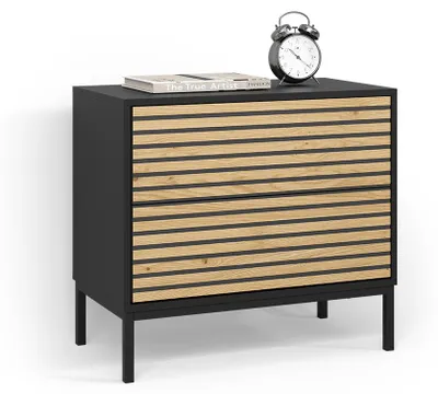 Immagine prodotto di Comodino Livinity Aterno Rovere dorato/antracite con 2 cassetti, Model 58762