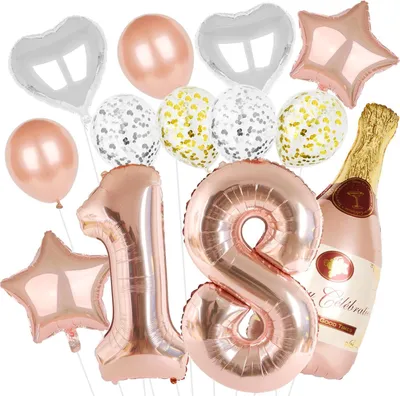 18. Geburtstag Dekoration Roségold – 15-teiliges Ballonset