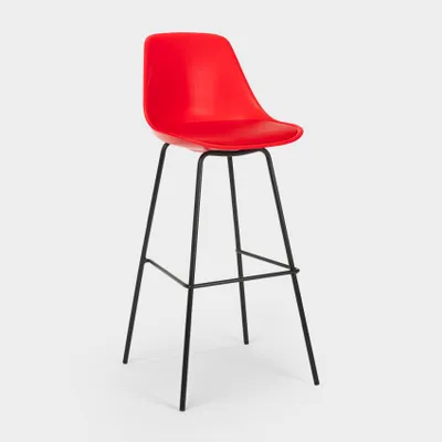 Immagine prodotto di Willis sgabello alto in metallo per cucina, bar con cuscino design moderno - rosso
