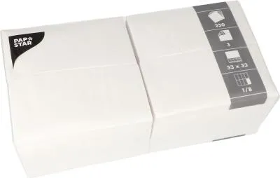 Produktbild von Servietten, 3-lagig 1/8-Falz 33 cm x 33 cm weiss