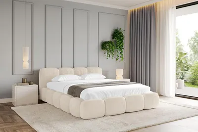 Produktbild von ALTDECOR Polsterbett mit Bettkasten KALA v1 - 200x200 Beige - Bett ohne Matratze, Doppelbett mit Stauraum und Latternrost, Boxbett mit Kopfteil